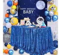 Mantel rectangular QueenDream para bodas, color azul rey, 228 x 334 cm, con lentejuelas, ideal para fiestas de cumplea os y decoraci n navide a.