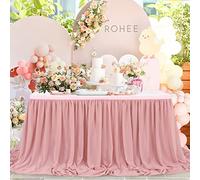 Mantel Rectangular Transparente de Gasa de 14 pies para decoración de Boda, Fiesta de cumpleaños, Despedida de Soltera