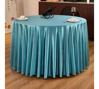 Mantel redondo azul de 300 cm, diseño moderno, resistente a las manchas, tela satinada, elegante, para mesa de comedor, hogar, boda, fiesta, uso interior y exterior