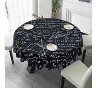 Mantel redondo con patrón de fórmula matemática, 152 cm, lavable, poliéster, para cocina, fiesta, cafetería, comedor, mesa, decoración