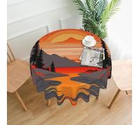 Mantel redondo de 152,4 cm, diseño de colinas y ríos, para interiores y exteriores para fiestas de cocina.