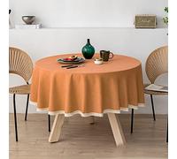 Mantel redondo de 220 cm, de lino y algodón, antipolvo, para cenas, pícnic, eventos al aire libre, decoración para el hogar, fácil cuidado