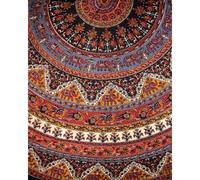 Mantel redondo de algod?n con estampado de mandala indio, 193 cm, marr?n