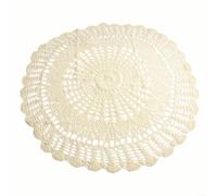 Mantel redondo de encaje decorativo hecho a mano para mejorar las experiencias gastronómicas (beige, 95-100 cm)