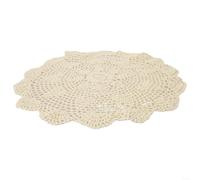 Mantel redondo de ganchillo elegante para el hogar vintage y el café, tapete de encaje de algodón (beige)