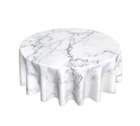 Mantel Redondo de Mármol Blanco de 60 Pulgadas, Decoracion Mesa Comedor, Cubre Mesa, Color Negro y Gris Ruítico, Tela Impermeable, Manteles Abstractos Decorativos para Fiestas de Día Festivo, Picnic