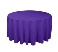 Mantel redondo de poliéster, mantel sólido blanco/negro/rojo/dorado, 1 Uds. | For la decoración del hogar de la cubierta de la mesa de la fiesta de cumpleaños de la boda(Deep purple,Diameter 200CM)