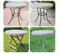 Mantel redondo diseñado con material Oxford 600D para un ajuste estable y escudo impermeable eficaz para mesas al aire libre (73,96 x 10,16 cm)