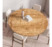 Mantel Redondo Efecto Marrón Mantel Antimanchas Redondo con Bordes Elásticos Protector Mesa Redonda Poliéster Lavable Manteles de Mesa para Hogar Comedor Jardín (100 cm)