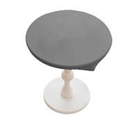 Mantel redondo elástico de cuero resistente al agua, protector ajustado para comedor, fiestas, bodas, baby showers, al aire libre todos los días (80 cm, gris claro)