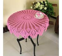 Mantel redondo hueco hecho a mano con formato vintage de ganchillo, elegante café para un fácil cuidado del color, ideal para algodón Weddi (rosa)