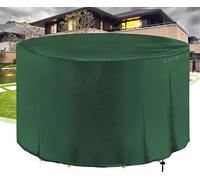 Mantel redondo impermeable para muebles de patio, 270 x 105 cm, verde Oxford 420D, resistente al viento y a los rayos UV, perfecto para protección de muebles de exterior de ratán