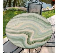 Mantel Redondo para Exterior con Banda elástica Ø 36"(90cm) - Mantel elástico para jardín con Hojas Montañas y ríos Hubo Patrón Adecuado para mesas de 75-85cm.