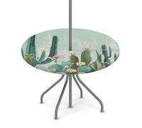 Mantel redondo para exteriores con agujero para paraguas, plantas suculentas tropicales, desierto, acuarela, flores silvestres, impermeable, patio, picnic, camping, esencial, para mesas de 36 a 44