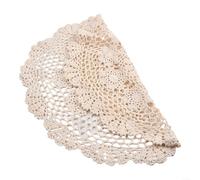 Mantel redondo rústico de algodón Crochet Lace ahueca hacia fuera diseño para cafetería, hotel, restaurante, decoración, tono beige, 50 cm de ancho (blanco)