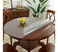 Mantel redondo transparente de 100 cm, resistente a las manchas, fácil de limpiar, mantel de plástico duradero para comedor al aire libre, oficina, 1 mm de grosor, perfecto para eventos y reuniones