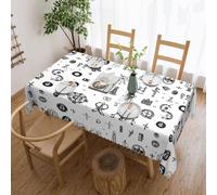 Mantel reutilizable para mesa de comedor, 137 x 183 cm, diseño de alfabeto en lengua de señas, versátil y reutilizable para bodas y exteriores