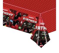 Mantel rojo desechable para fiestas, mantel de feliz cumpleaños para niños y niñas, 137 x 274 cm, mantel desechable rectangular para fiestas de juegos, manteles de plástico grandes para hombres y