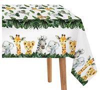 Mantel Safari para Baby Shower, Paquete de 3 Fundas de Mesa Wild One de 108 x 54 Pulgadas, Mantel de plástico para Baby Shower de Animales de la Selva
