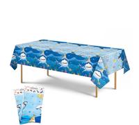 Mantel Tiburón - 2 Piezas 137 x 274cm Mantel Rectangular Tema Tiburón Decoraciones para Fiestas de Cumpleaños de Tiburones para Niños Baby Shower Océano Bajo el Mar Fiesta Temática Suministros