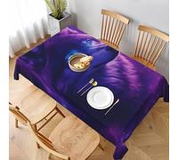 Mantel Universo Púrpura Galaxia Lobo Mágico En El Espacio Tablecloth Antimanchas Cubierta De Mesa Rectangular Protector Mesa para Comedor Casa Fiestas 137X183Cm