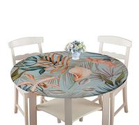 Manteles Antimanchas Impermeable Redonda, Treer Lavable Poliéster Manteles de Borde Elástico con 3D Planta Impreso Cubierta de Mesa, Decoración Mesa para Cocina Comedor Fiesta (nórdico,120cm)