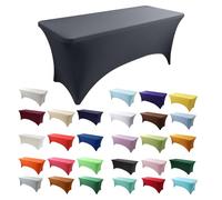Manteles de elastano gris oscuro, 2 unidades, lavables, resistentes a las arrugas, fundas elásticas para mesas rectangulares de patio de 6 pies, perfectos para bodas, fiestas, banquetes y eventos
