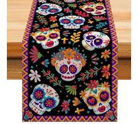 Manteles de esqueletos mexicanos, manteles mexicanos de decoración de | Suministros de fiesta temática mexicana, decoraciones reutilizables del Día de los Muertos para decoraciones de mesa del