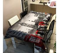 Manteles de Mesa Mantel, Morbuy Rectangular Impresión 3D Paisaje de la Ciudad Impermeable Antimanchas Lavable Manteles para Cocina o Salón Comedor Decoración del Hogar (Rojo,140x180cm)