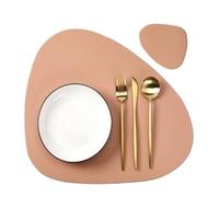 Manteles De Piel SintéTica Juego de 1/4/6 manteles Individuales con Posavasos, Almohadilla for vajilla, Aislamiento térmico, Antideslizante, Piel sintética(Pink,4sets)