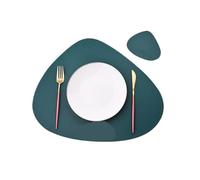 Manteles De Piel SintéTica Juego de manteles Individuales y Posavasos Doble Cara Cuero sintético for café, Cocina, Comedor Mesa(Green)