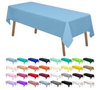 Manteles de plástico azul claro, paquete de 2 manteles desechables de 54 x 108 pulgadas, manteles de PEVA para fiestas de baby shower, manteles de color azul cielo para barbacoa, picnic, cumpleaños,