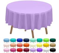 Manteles de plástico lavanda 2 unidades de manteles desechables color lila, 20.3 cm, círculos de ducha para novia, fiestas, manteles de PEVA, malva, manteles para barbacoa, picnic, cumpleaños, bodas, fiestas de 6 pies