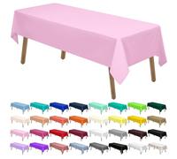 Manteles de plástico rosa 2 unidades desechables para mesa de 137 x 258 cm, manteles de vinilo PEVA, para barbacoa, picnic, cumpleaños, bodas, banquetes, fiestas, 2,4 m