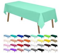 Manteles de plástico verde menta fresca, 2 unidades, cubiertas de mesa desechables, 137 x 258 cm, manteles de PEVA para barbacoa, picnic, cumpleaños, bodas, fiestas, 2,4 m, uso de mesa rectangular