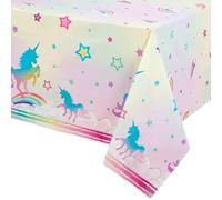 Manteles de Unicornio - 2 Piezas Suministros de Fiesta de Unicornio 137 x 274cm Mantel de Plástico Impreso para Chicas Cumpleaños Fiesta de Bebe Decoraciones de Fiesta Temáticas de Unicornio