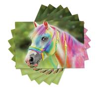 Manteles Individuales 8 Juego De Animal Mantel Individual Lavable Rectangular Manteles Individuales Decoración De Comedor 45×30cm,Caballo de estepa