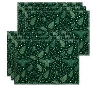 Manteles individuales con diseño de polilla celestial, diseño botánico verde estrellado para mesa de comedor, inspirado en la naturaleza, antideslizantes, lavables, para interiores y exteriores