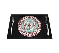 Manteles individuales de 1 a 6 juegos, tres templarios, guerreros cruzados, vikingos, manteles individuales lavables para mesa de comedor de cocina, adecuados para cocina, aislamiento térmico,