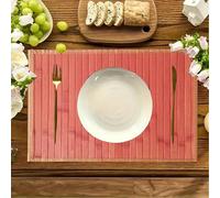 Manteles individuales de bambú para mesa de comedor, manteles individuales americanos Madera de Bamboo Juego de 4-2, Stain-Resistant, Heat-Resistant Place Mats, Durable y Robust Dining Place Mats para