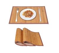 Manteles individuales de bambú para mesa de comedor, manteles individuales americanos Madera de Bamboo Juego de 4-2, Stain-Resistant, Heat-Resistant Place Mats, Durable y Robust Dining Place Mats para