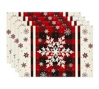 Manteles Individuales de Navidad, 30 x 45 cm, Manteles Individuales Lavables, Mantel Individual Estampado Cosido a Mano, Apto para Decoración de Mesa Y Navideña (B)