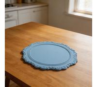 Manteles individuales de silicona en relieve que proporcionan aislamiento y protección para mesas, diseñados para una fácil limpieza y uso diario (azul)