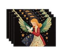 Manteles individuales decorativos con diseño de ángel y paloma, para mesa de comedor, antideslizantes, lavables, para interiores y exteriores, cocina, fiesta, juego de 4