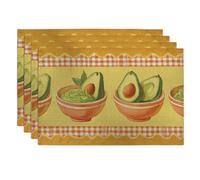 Manteles individuales decorativos para mesa de comedor, antideslizantes, lavables, para interiores y exteriores, juego de 4 manteles individuales de verano, color amarillo aguacate