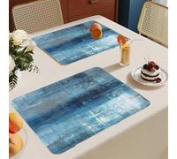 Manteles Individuales Graffiti Azul Cielo Mantel Individual Tela Lino Lavable Individuales para Mesa Resistente Calor Salvamanteles Engrosar Tapetes para Mesa 30x45cm 2 Pcs