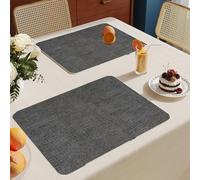 Manteles Individuales Gris Oscuro Mantel Individual Tela Lino Lavable Individuales para Mesa Resistente Calor Salvamanteles Engrosar Tapetes para Mesa 30x45cm 2 Pcs