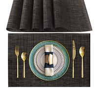 Manteles Individuales, Juego de 6 Lavables Salvamantele Individuales Plastico PVC, Resistentes al Calor, Antideslizantes (Marrón Oscuro)