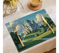 Manteles Individuales Lavables Arquitectura Sagrada Mantel Individual Hierba Verde Y Exuberante, Juego de 4 Salvamanteles Individuales Resistentes al Calor Antideslizante para Mesa de Cocina, Verde