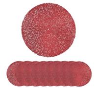 Manteles Individuales Lavables Paquete De 10 Manteles Individuales Redondos De Malla De PVC De 38 * 38 Cm Antideslizantes Aislantes Térmicos Y Fáciles De Limpiar Color Rojo